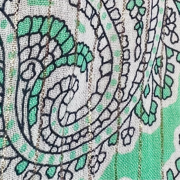 Navayo Maxi Tunic Designed in France Green paisleys with Gold threads preowned - Picture 12 of 12